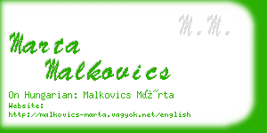 marta malkovics business card